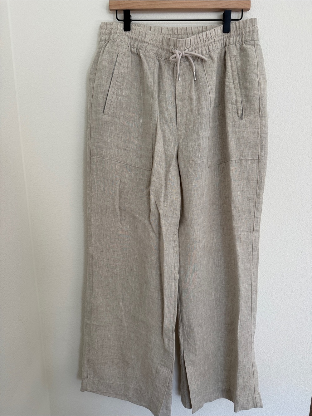Athleta Linen Drawstring pants in Light Taupe